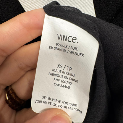 NWT Vince Black Sleeveless Scoop Neck Side Slit Silk Tank Top Womens X-Small