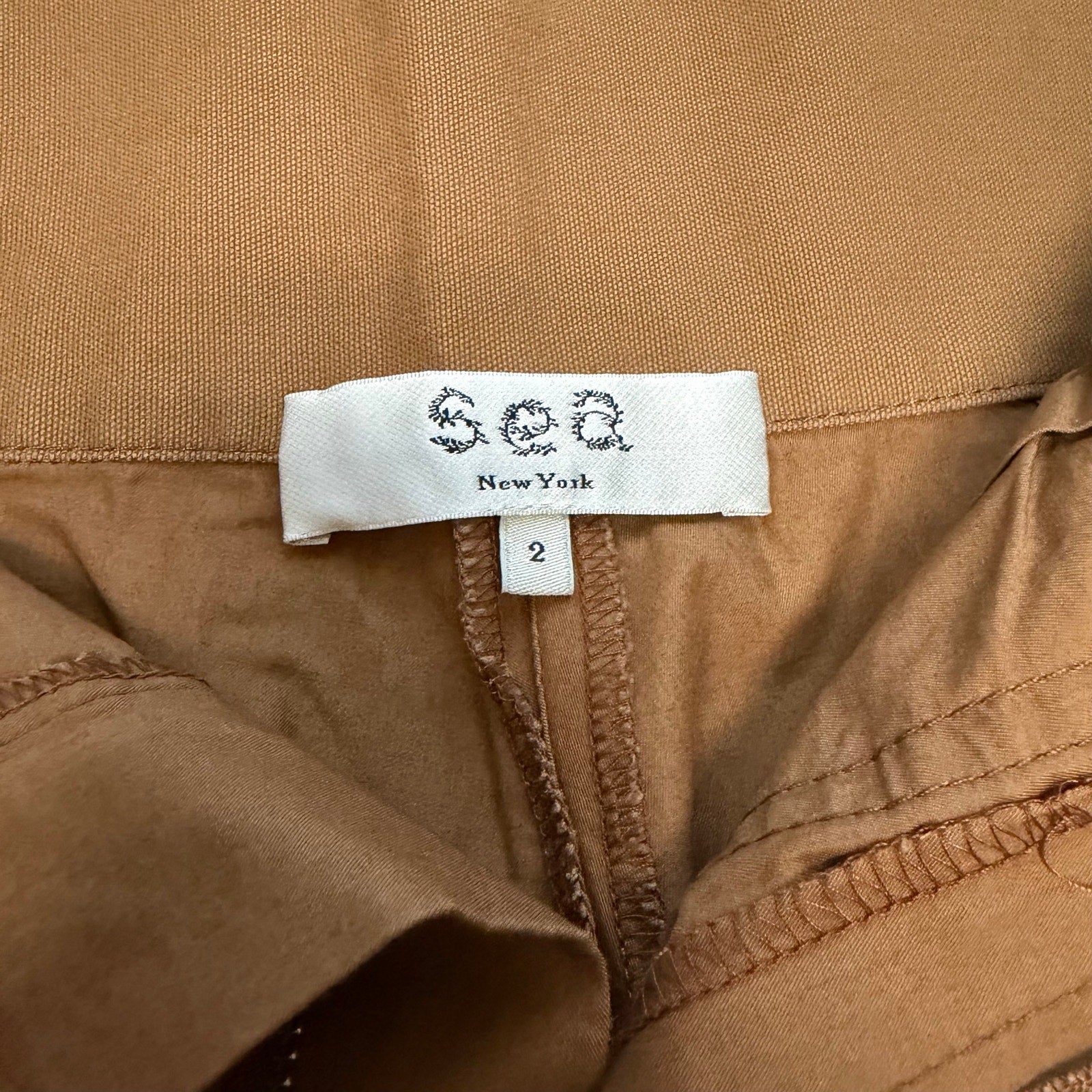 Sea New York Gabritette Shorts Ochre Brown Belted Cuffed High Rise Womens 2