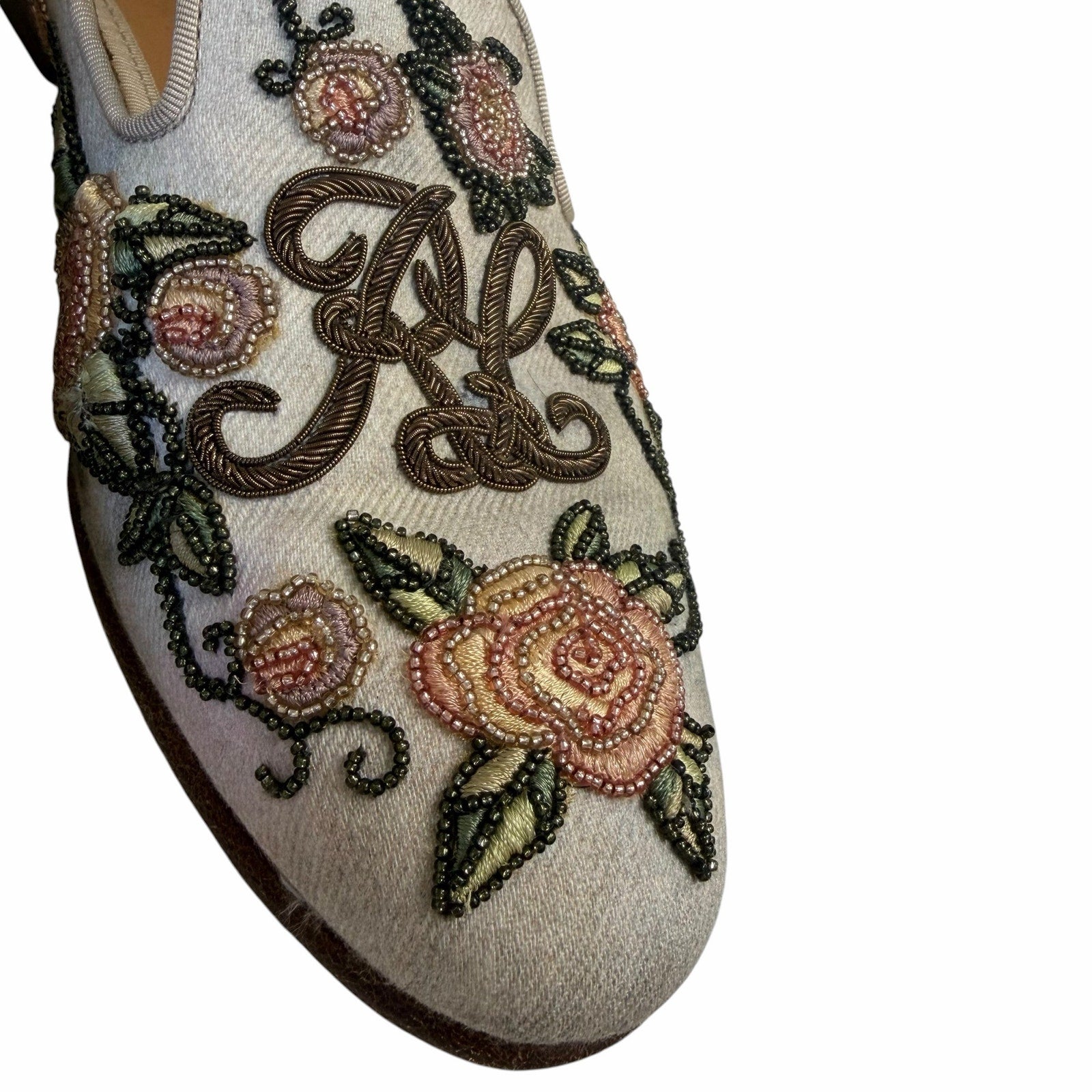 Ralph Lauren Purple Label Alonzo Embellished Denim Slipper Womens 36.5 / US 6.5