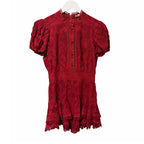 NWT Alice + Olivia Loryn Embroidered Short Sleeve Mini Dress Dark Cherry Size 4