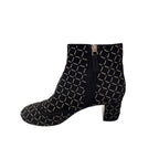 Chanel Black Suede Block Heel Chain Embellished CC Logo Short Boot Size 39 / 9