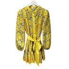 NWT Milly Yellow Multicolor Nellie Floral Lace Long Sleeve Mini Dress Womens 4