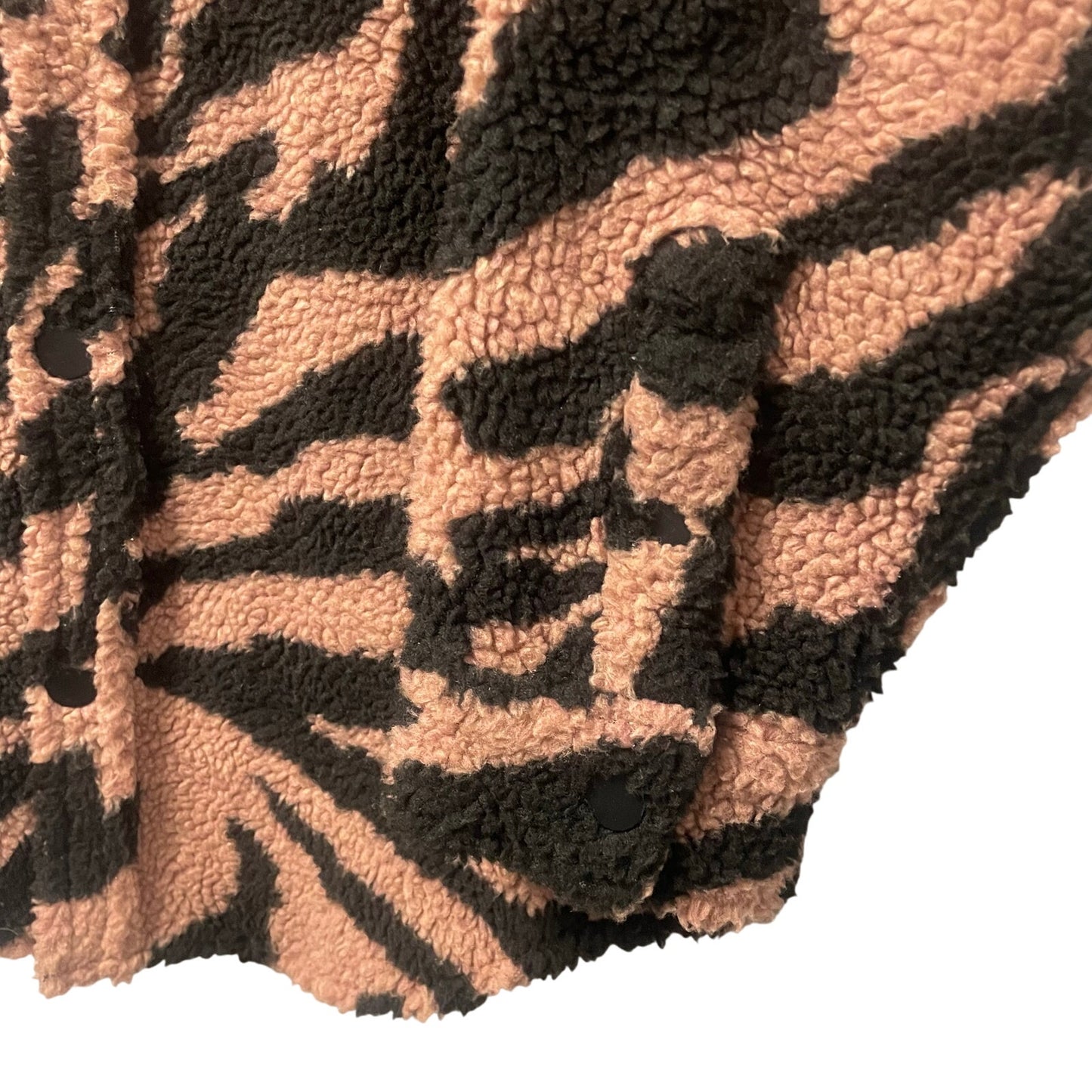 Pistola Lynn Oversized Shearling Jacket Clay Black Zebra Stripe Print Womens XS