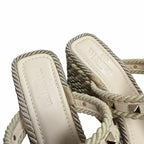 Valentino Garavani Rockstud Torchon Espadrille Caged Wedge Sandals Ivory US 9