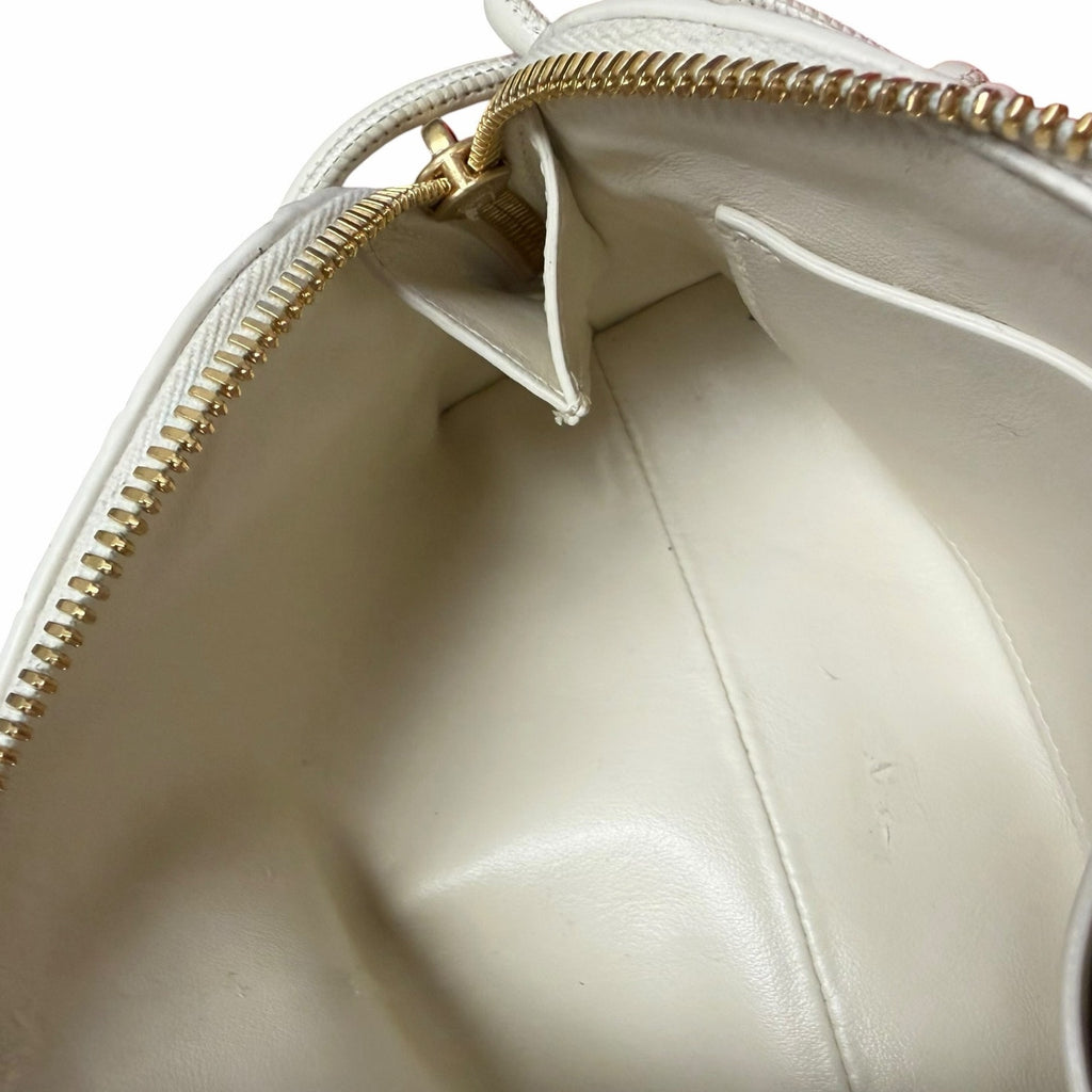 Bottega Veneta Nappa Intrecciato Concert Pouch Sea Salt Off White Woven Leather
