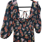 Sea New York Lucinda Smocked Puff Sleeve Maxi Dress Large Floral Tiered Pockets