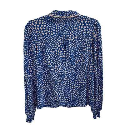 Boden Smocked Jersey Shirt Gallery Blue Heart Cluster Button Up Womens Size 2