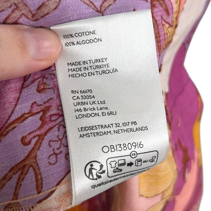 Anthropologie Somerset Mini Dress in Orange Pattern Floral Print Womens Large