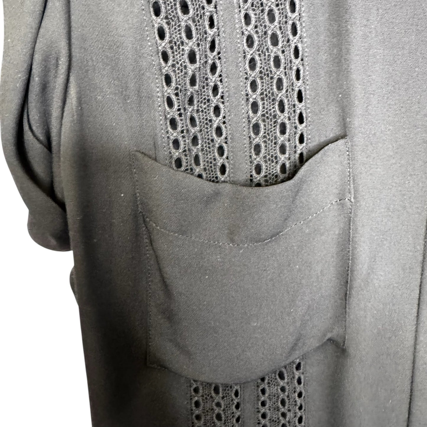 Veronica Beard Black Sleeveless Lace Inset Silk Button Up Top Womens 6
