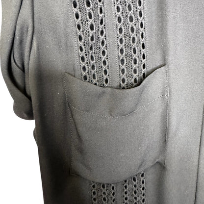 Veronica Beard Black Sleeveless Lace Inset Silk Button Up Top Womens 6