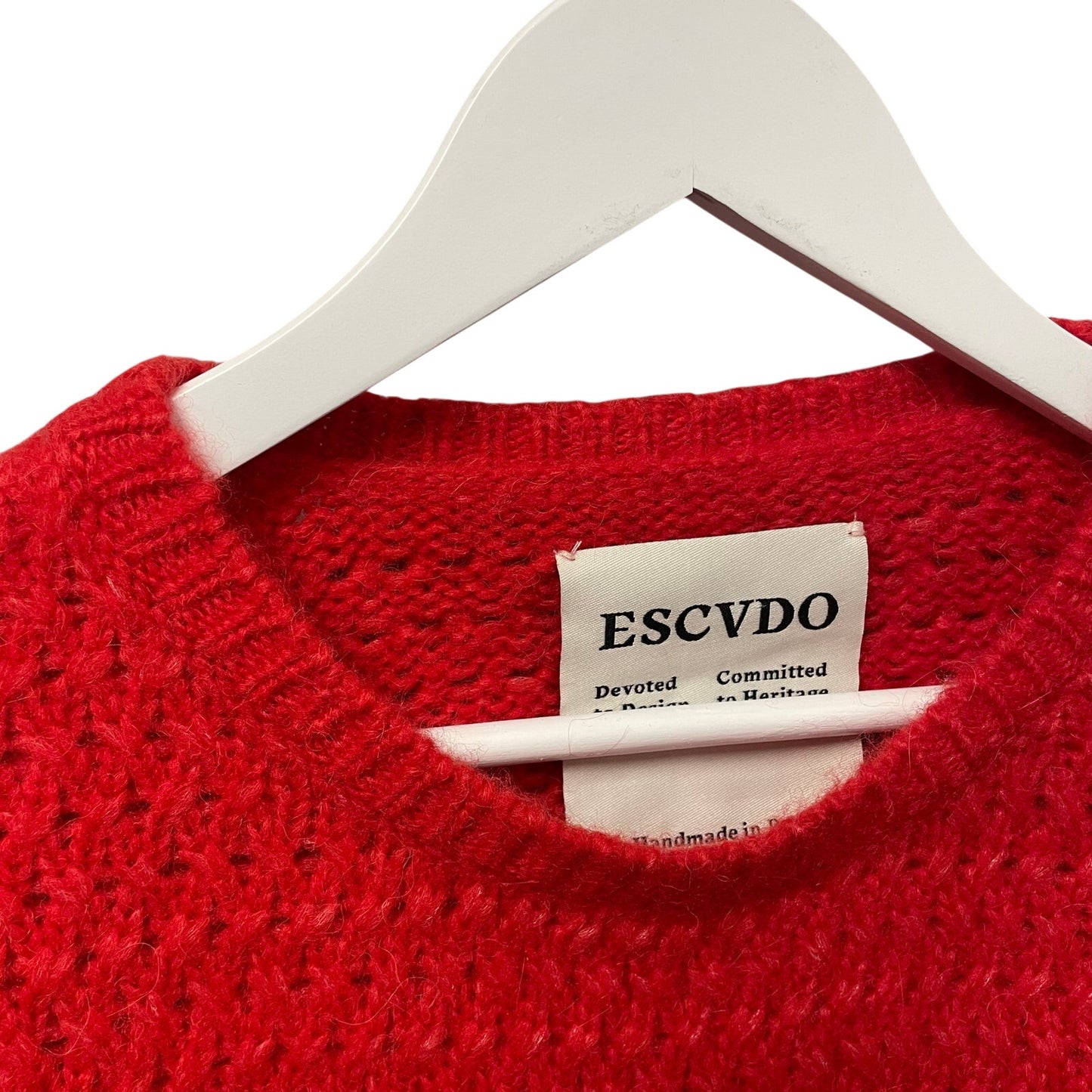 ESCVDO Pullover Puff Sleeve Milagros Sweater in Red Alpaca Blend Womens Small