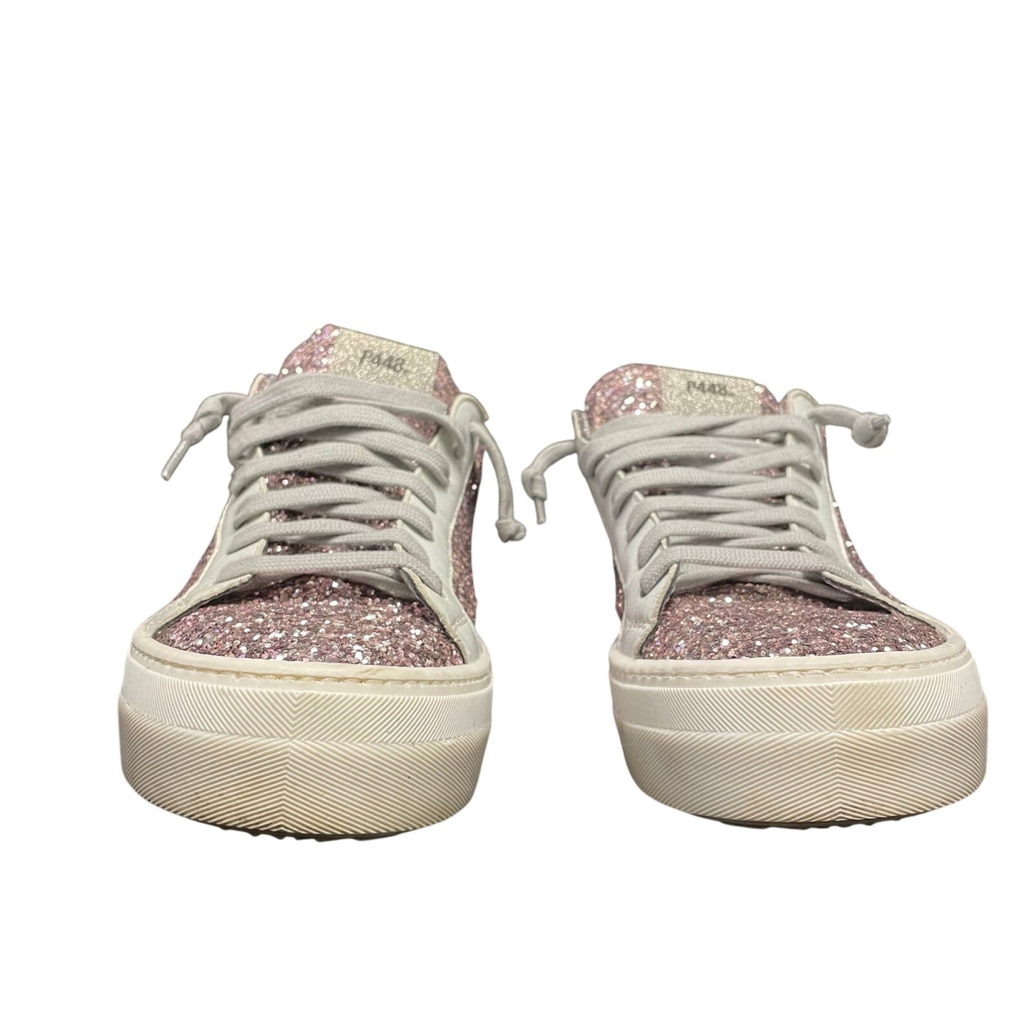 P448 Thea Sneaker in Pink Glitter Metallic Lace Up Womens Size 40 / US 9.5 - 10