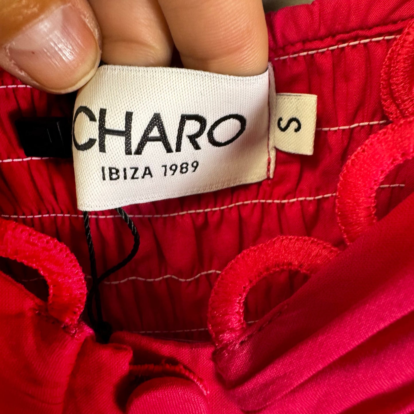 NWT Charo Fuchsia Pink Sleeveless Bustier Flounce Melia Maxi Dress Womens Small