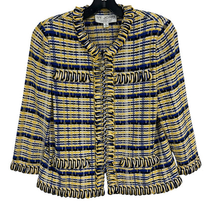 St. John Collection by Marie Gray Vintage Yellow Blue Knit Jacket Womens 4