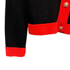 Chanel 2019 Cashmere Wool Button Up Cardigan Black Red Lion Buttons FR 36 / US 4