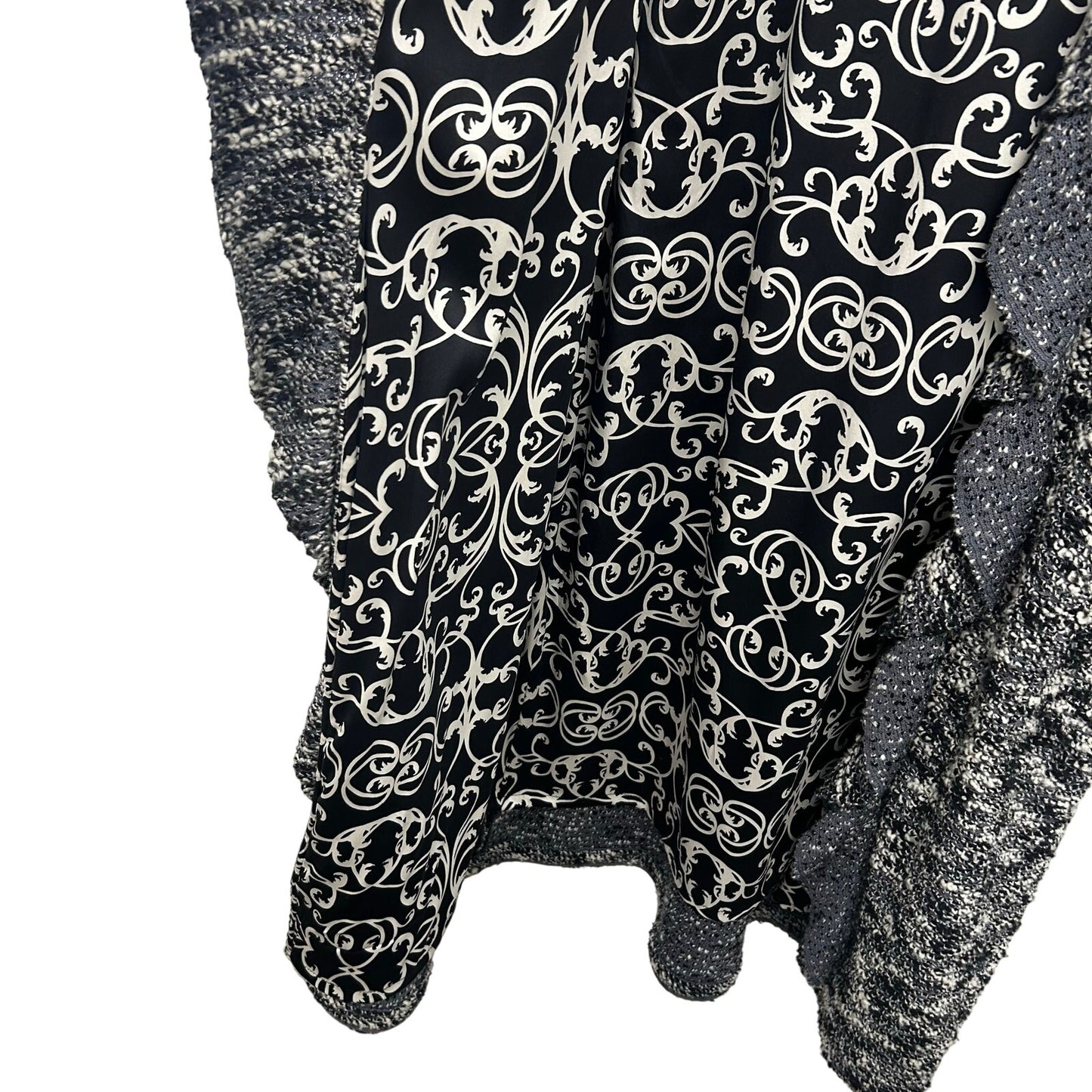 St. John Couture Grey White Black Belted Textured Long Coat Womens 12