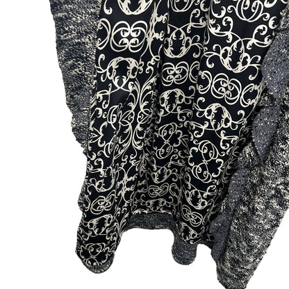 St. John Couture Grey White Black Belted Textured Long Coat Womens 12