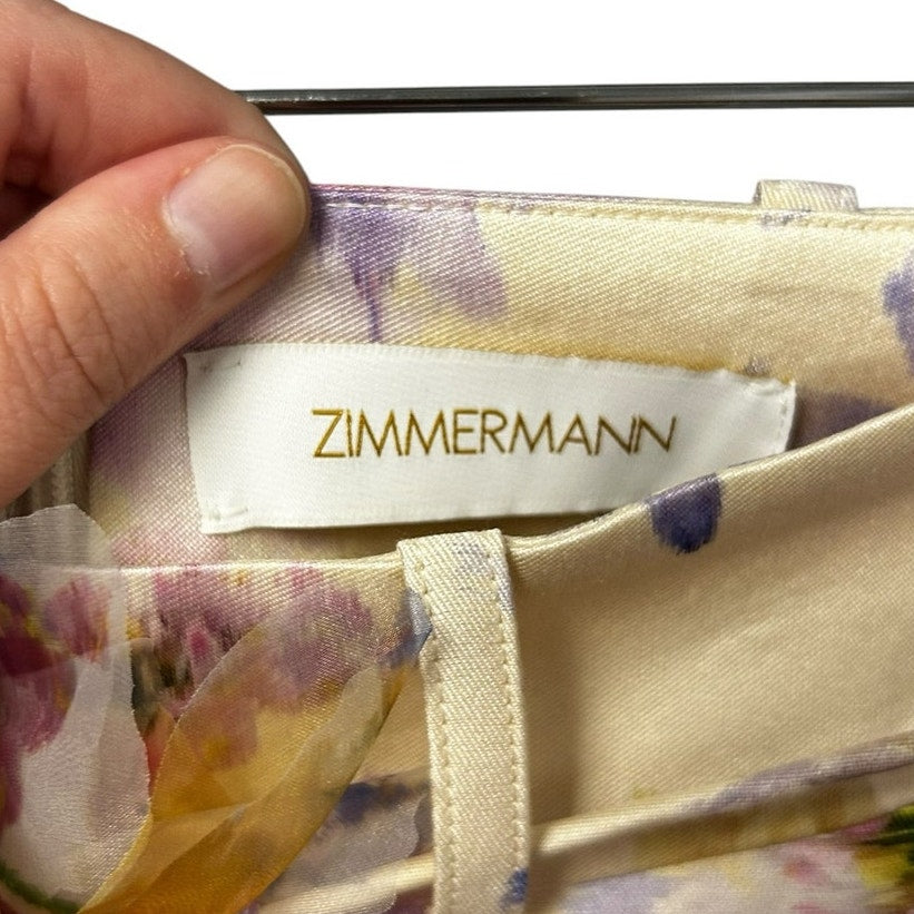 NWT Zimmermann Cream Dahlia Luna High Rise Tuck Belted Short Womens US 4