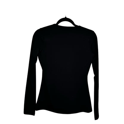 NWT Susana Monaco Black Signature Stretch V-Neck Long Sleeve Top Womens Small