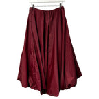 NWT STAUD Burgundy Mariposa Recycled Nylon Midi Bubble Skirt Womens Medium