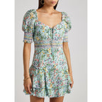 Alice + Olivia Crawford Floral Print Embroidered Cotton Mini Dress Womens 14