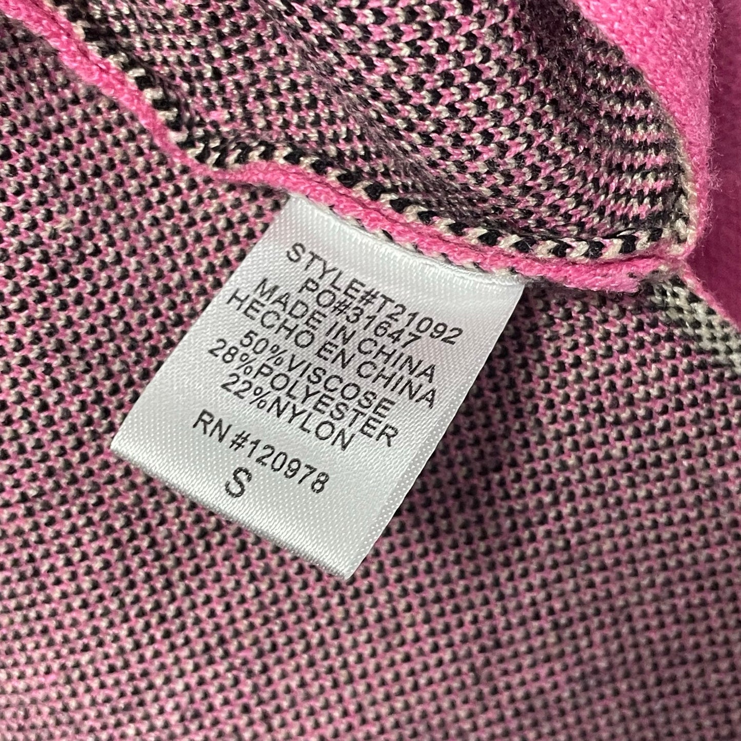 NWT Entro Cowboy Hat Print Mock Neck Sweater Pink Womens Size Small