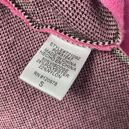 NWT Entro Cowboy Hat Print Mock Neck Sweater Pink Womens Size Small