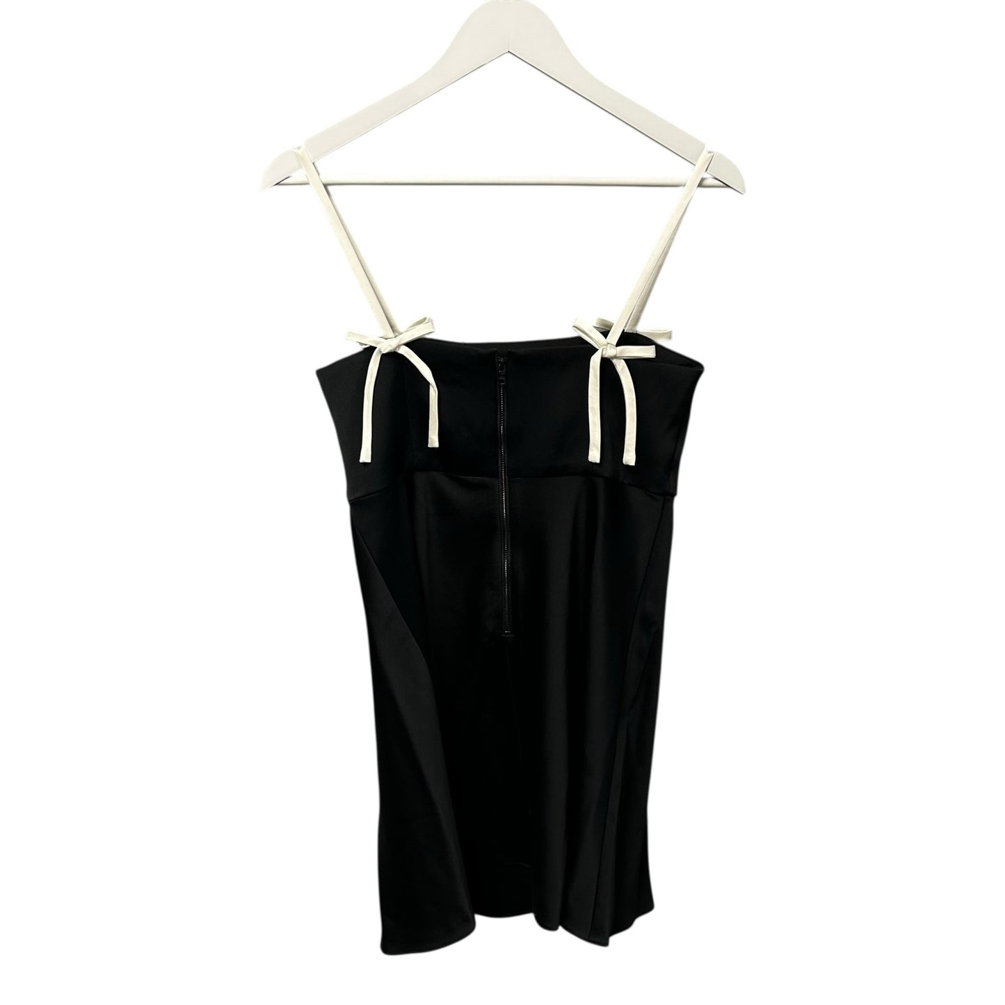 NWT Alice + Olivia Black White Morgan Babydoll Bow Detail Mini Dress Womens 4