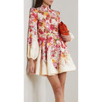Zimmermann Wonderland Belted Floral Print Linen Mini Dress Size AU 0 / US 4