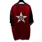 Gucci GG Star Red Black Acetate Short Sleeve Bowling Shirt Mens 48 US 38 Medium