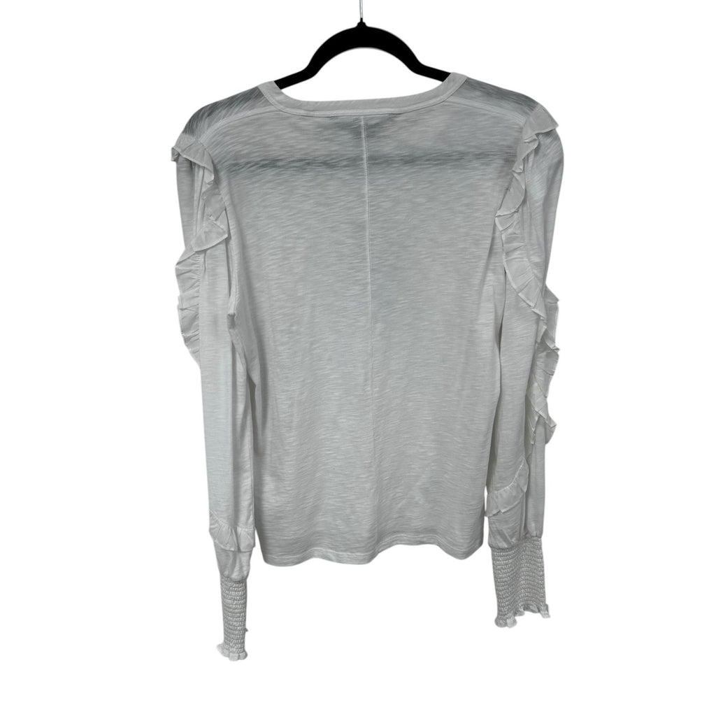 NWT Veronica Beard White Osage Ruffled Long Sleeve Jersey Top Womens Medium