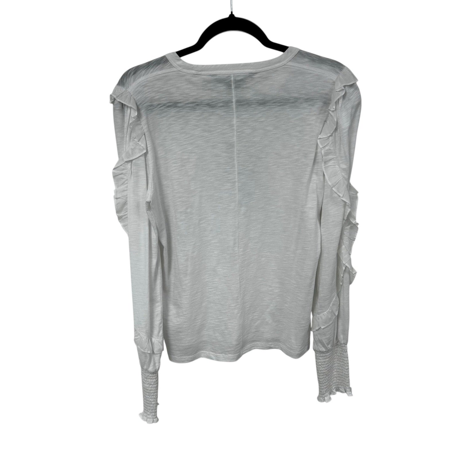 NWT Veronica Beard White Osage Ruffled Long Sleeve Jersey Top Womens Medium