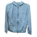 Brunello Cucinelli Monili-Tab Cotton Felpa Zip-Up Hoodie Light Blue Womens XS