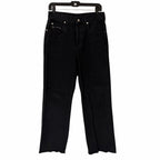 Gucci Horsebit High Rise Wide Leg Frayed Hem Jeans Black Denim Size 28 / US 8
