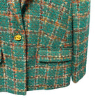 NWT L'Agence Gweny Relaxed Blazer Jacket Green Windowpane Tweed Womens 2