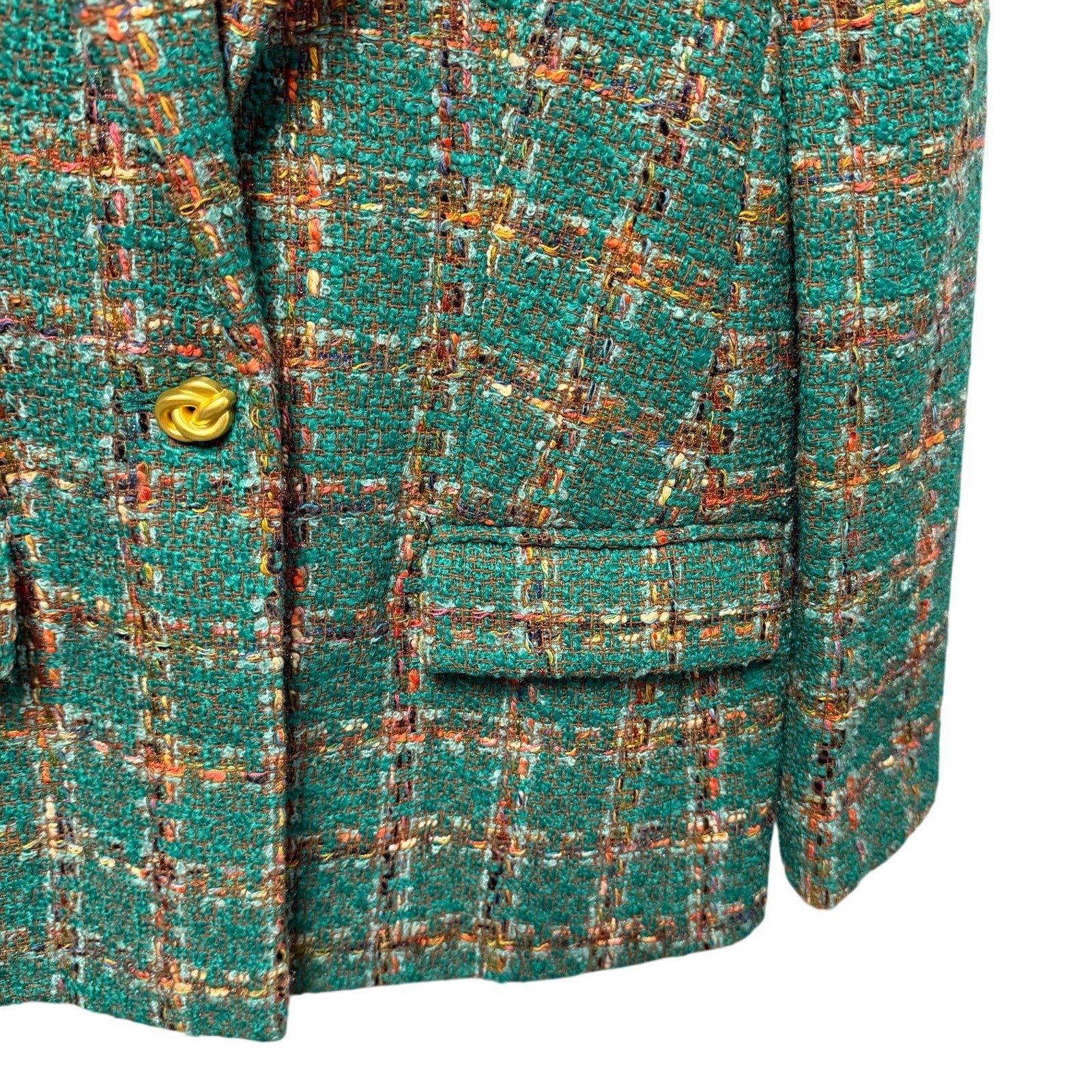 NWT L'Agence Gweny Relaxed Blazer Jacket Green Windowpane Tweed Womens 2