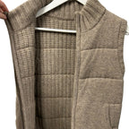 NWT Henry Christ Brown Cable Knit Zip Up Reversible Cashmere Vest XS Neutral