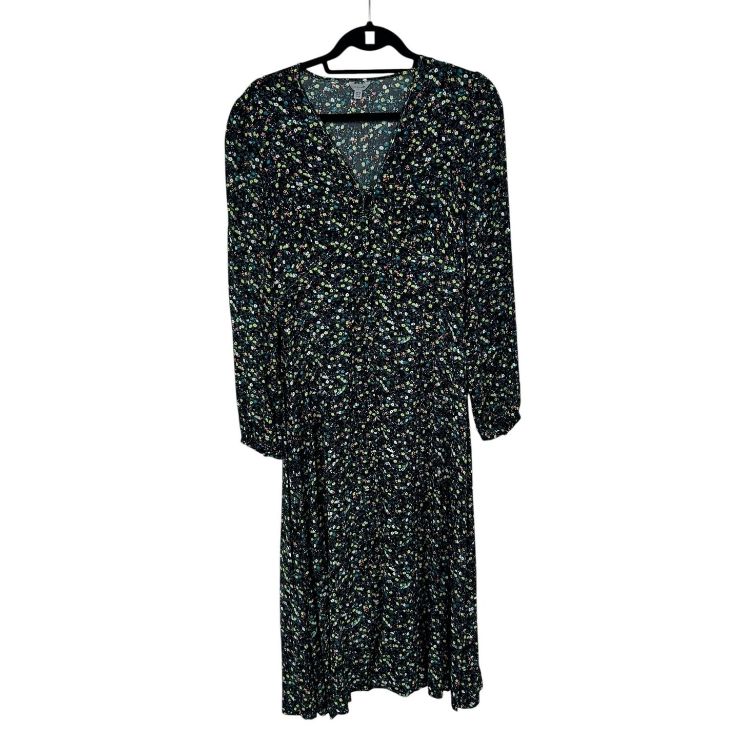 Jigsaw Green Multi Button Front Modern Ditsy Floral Print Tea Dress Womens US 6