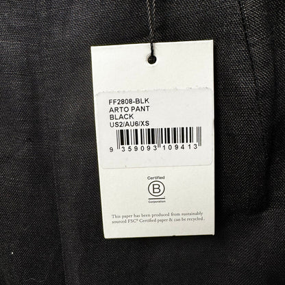 NWT Faithfull The Brand Black High Rise Wide Leg Linen Arto Pants Womens 2