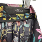NWT Gucci Silk Pleated Midi Skirt Macro Floral Black Multi Size IT 36 / US 0