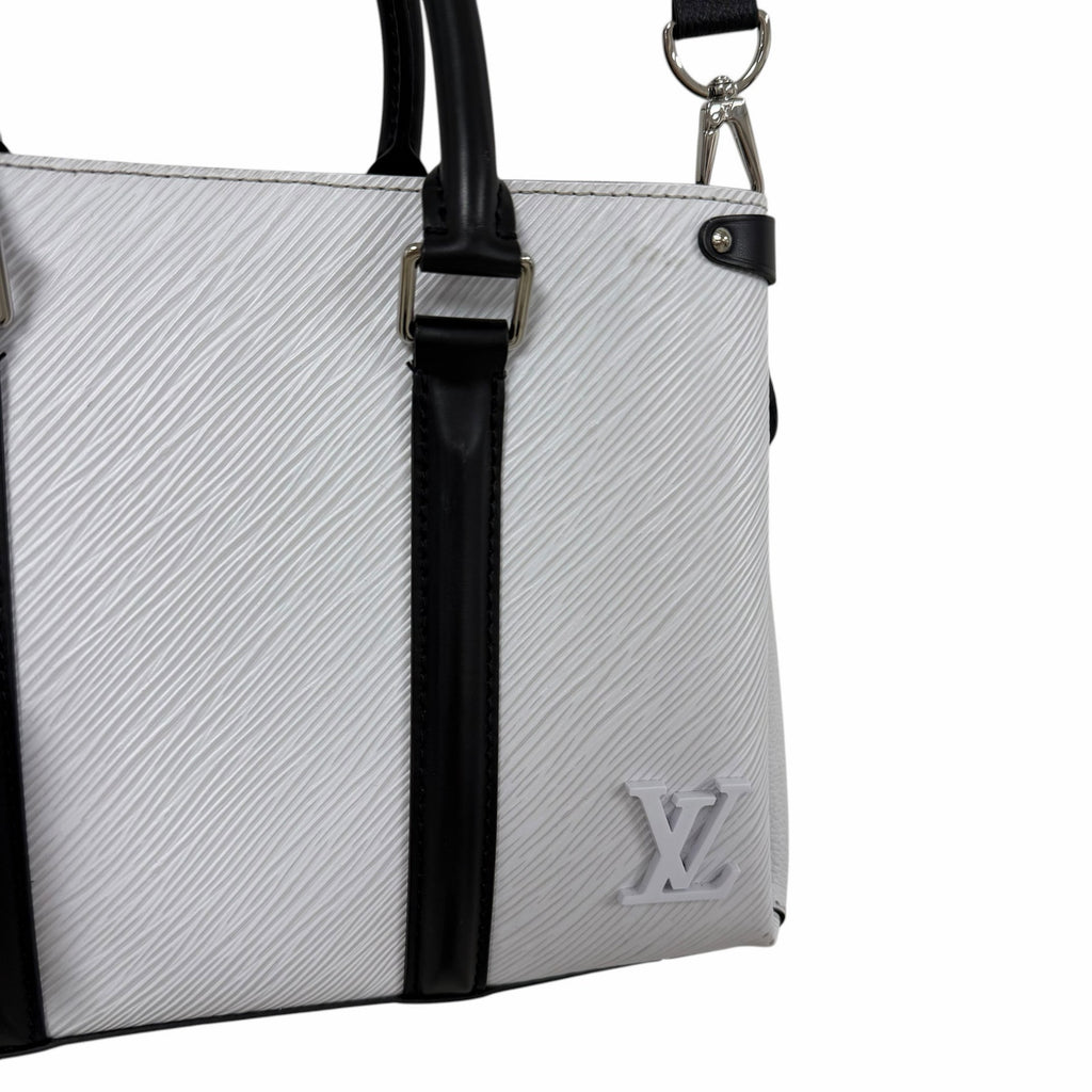 Louis Vuitton Soufflot Epi BB White Black Leather Two Way Handbag AS IS