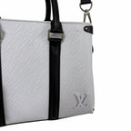 Louis Vuitton Soufflot Epi BB White Black Leather Two Way Handbag AS IS