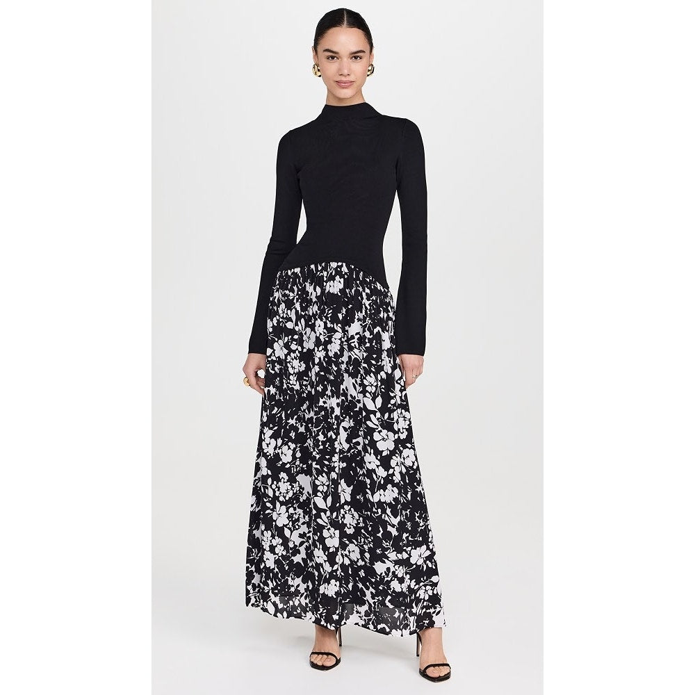 NWT Solid & Striped Black White Floral Soglio Long Sleeve Maxi Dress Womens XS