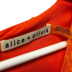 Alice + Olivia Orange Ruffle Short Sleeve Markita Ruffled Tiered Dress Womens 2