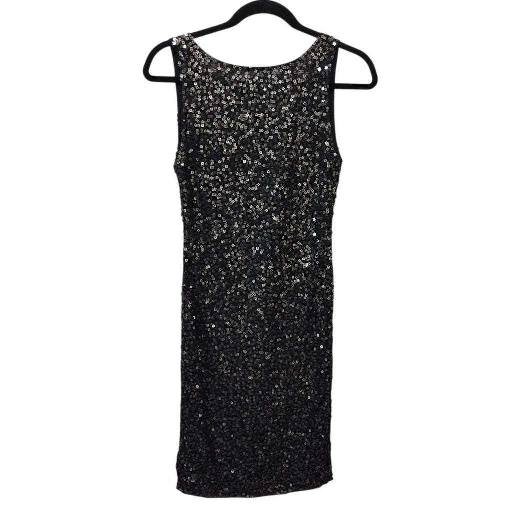 Alice + Olivia Women Open Back Sequin Dress 2 Black Cocktail Event Occasion Glam