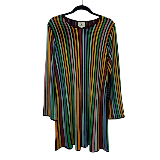 NWT Tuckernuck Jewel Rainbow Stripe Long Sleeve Amal Swing Dress Womens XXL