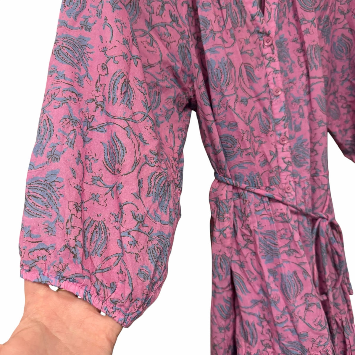 Apiece Apart Mini Mitte Dress Sunfaded Floral Pink Blue Organic Cotton Small