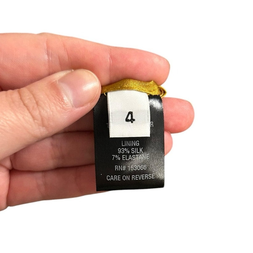 NWT SemSem Pleated Gold Sequin Embellished Sleeveless Tulle Gown Womens 4