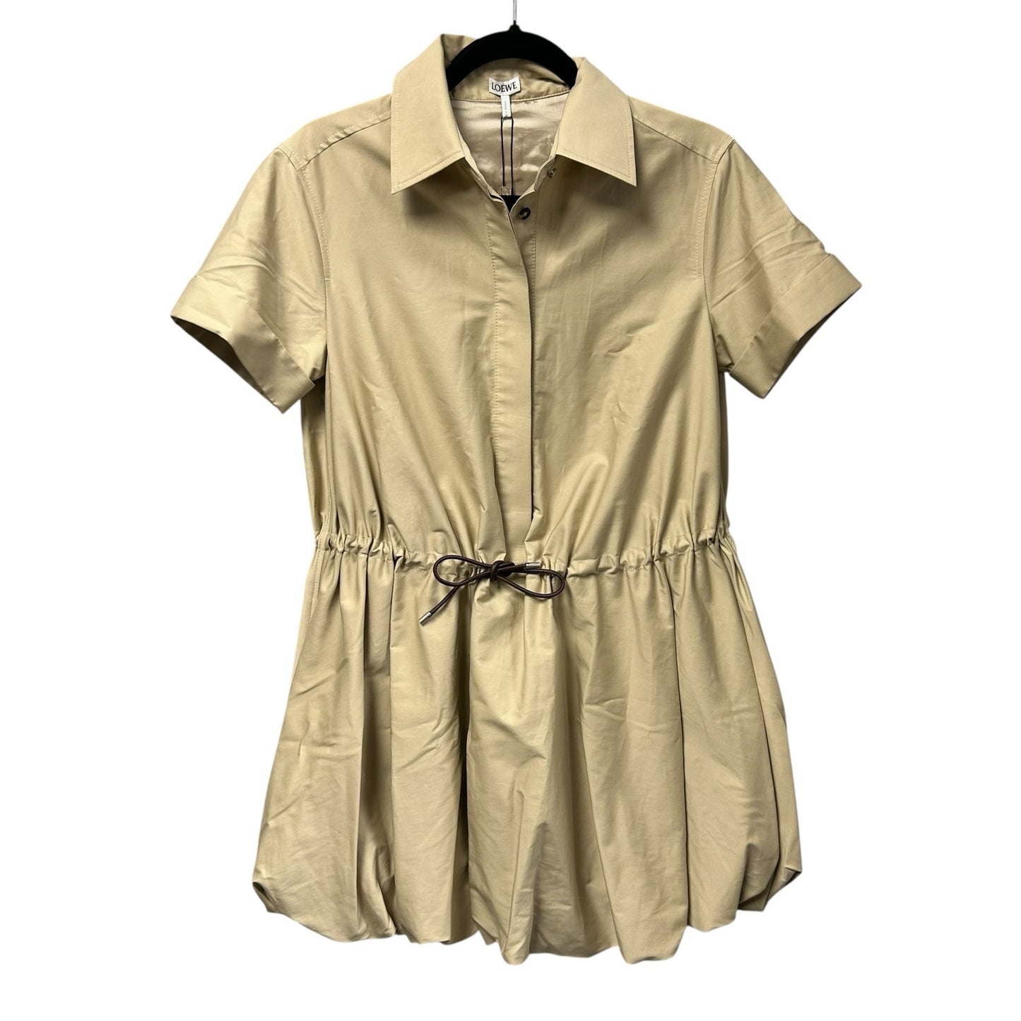 NWT Loewe Beige Short Sleeve Drawstring Bubble Dress Womens 36 / US 2/4