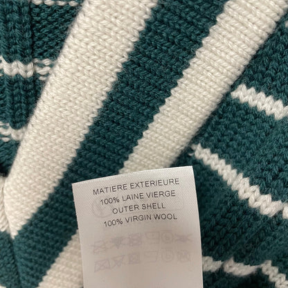 NWT Chloe Striped Ribbed Knit V Neck Jumper Sweater Dark Green Womens Small